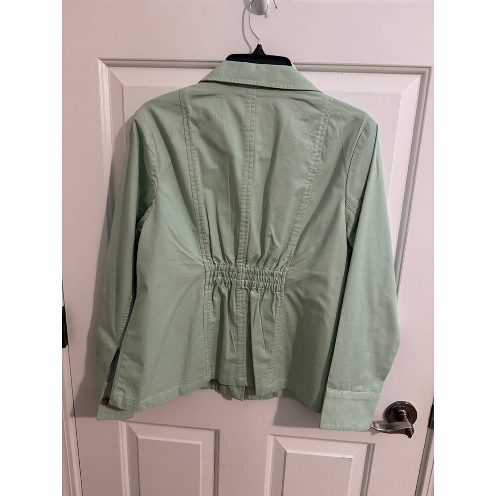 Joan Rivers New Cotton Signature Twill Cinched Back Blazer Green Medium Petite - Picture 12 of 13
